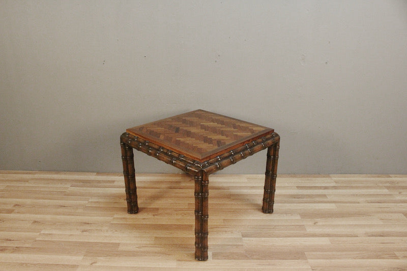 Square Parquet & Faux-Bamboo End Table – ONLINE ONLY