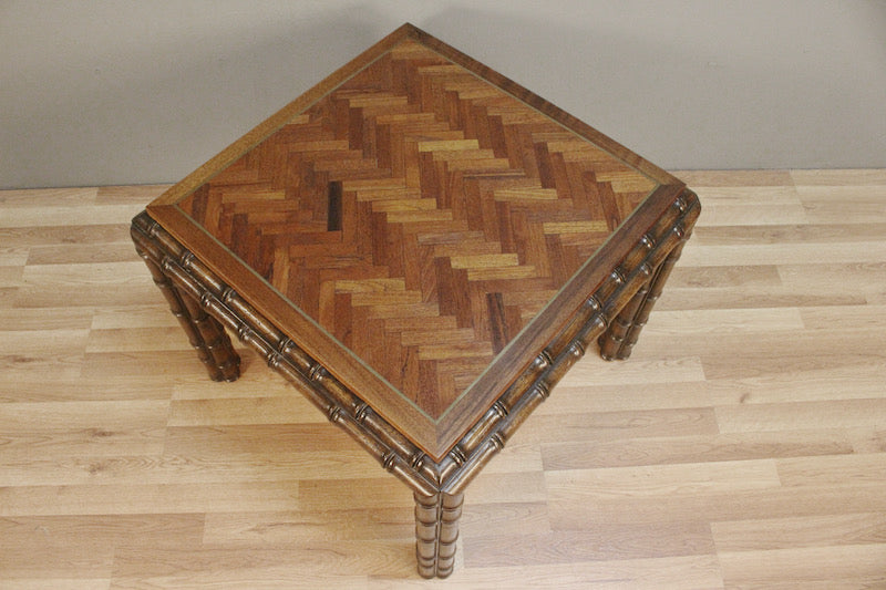 Square Parquet & Faux-Bamboo End Table – ONLINE ONLY