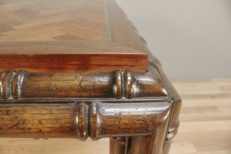 Square Parquet & Faux-Bamboo End Table – ONLINE ONLY