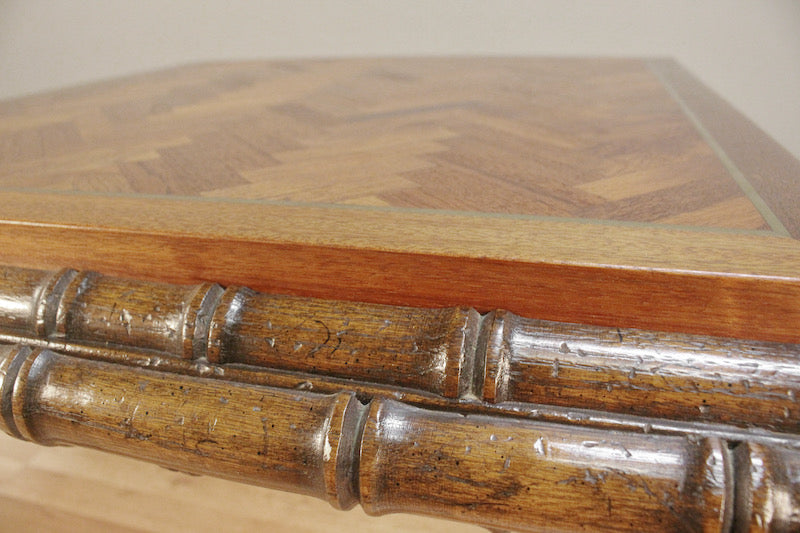 Square Parquet & Faux-Bamboo End Table – ONLINE ONLY