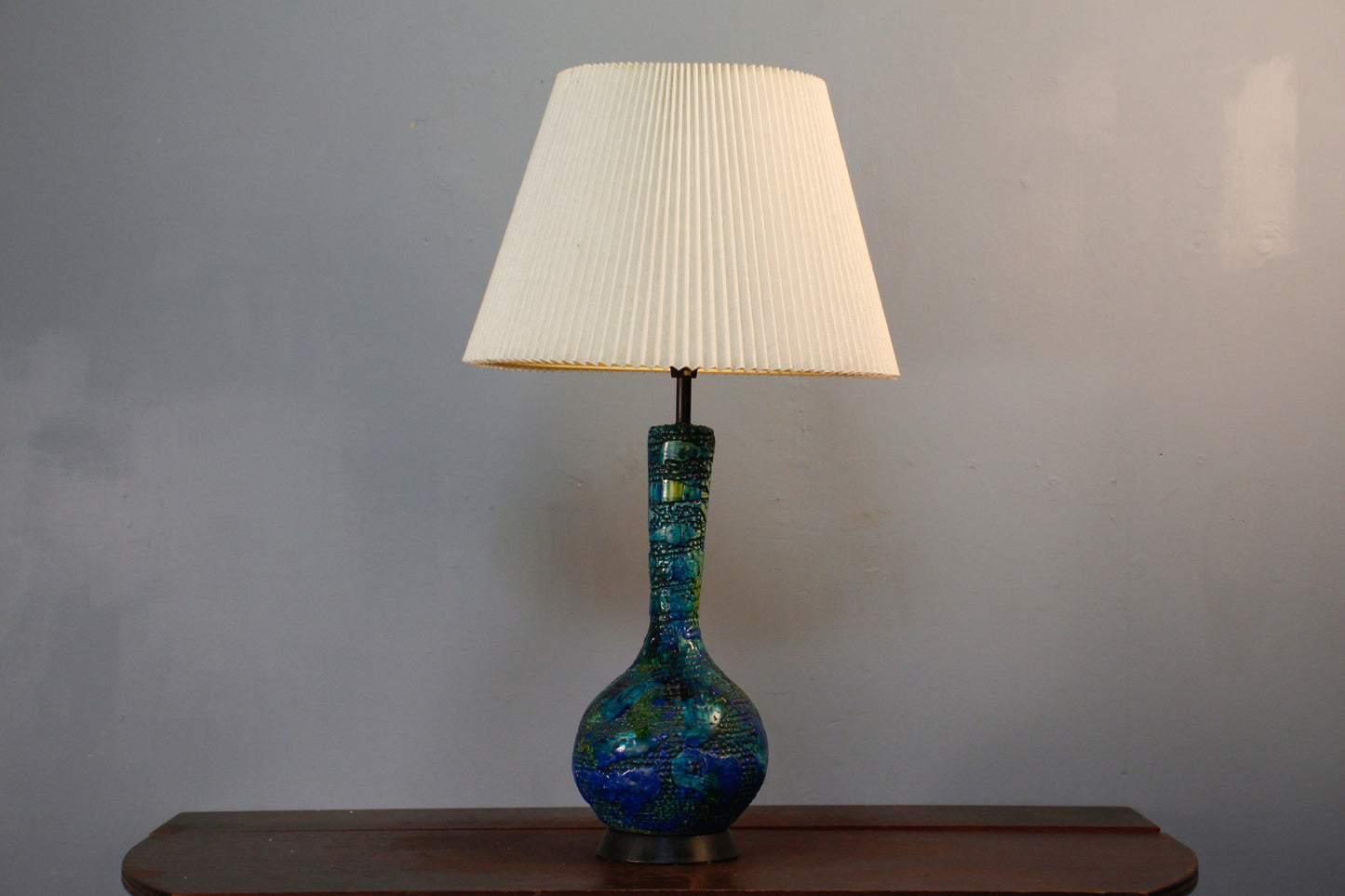 Blue & Green Chalkware Table Lamp