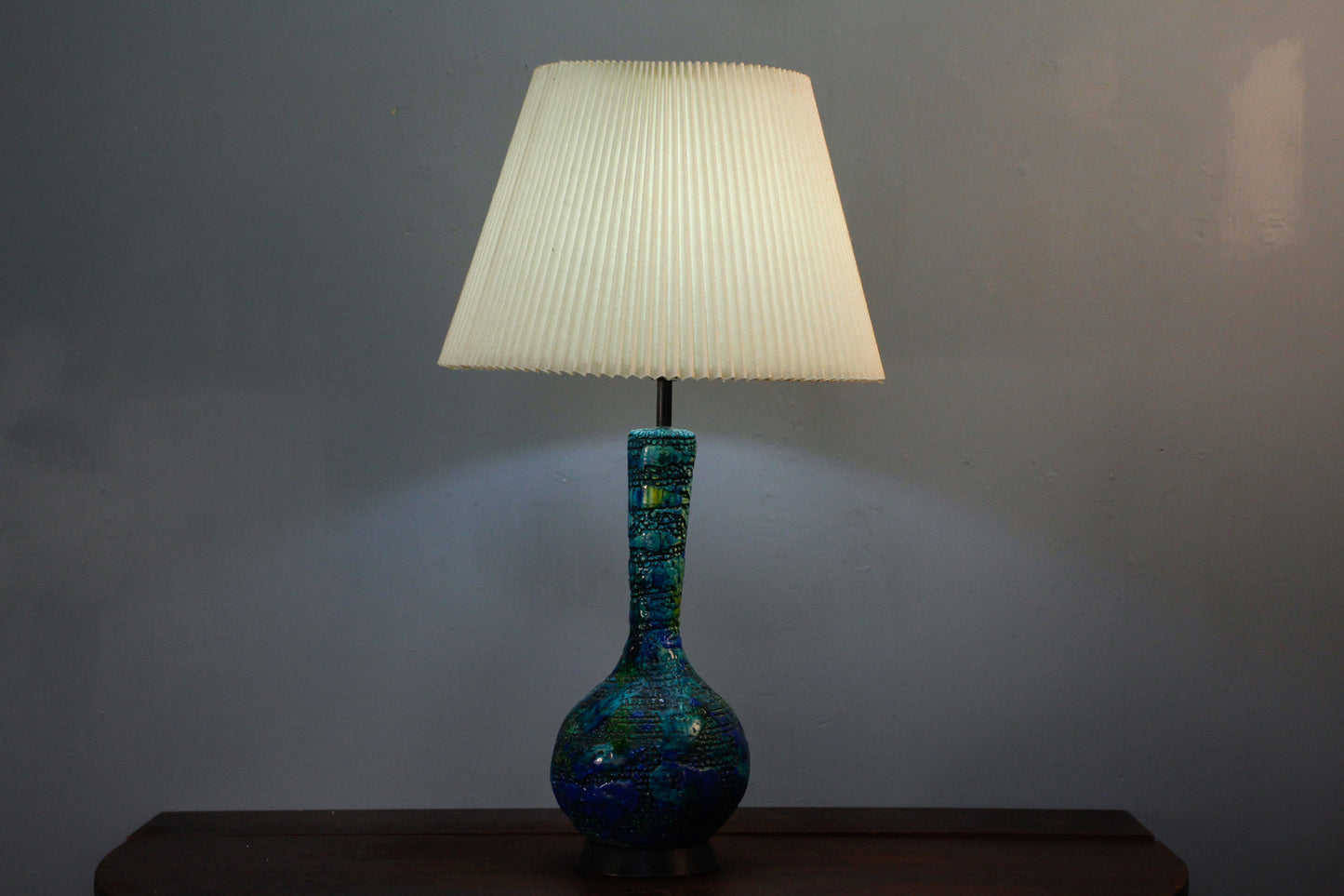 Blue & Green Chalkware Table Lamp
