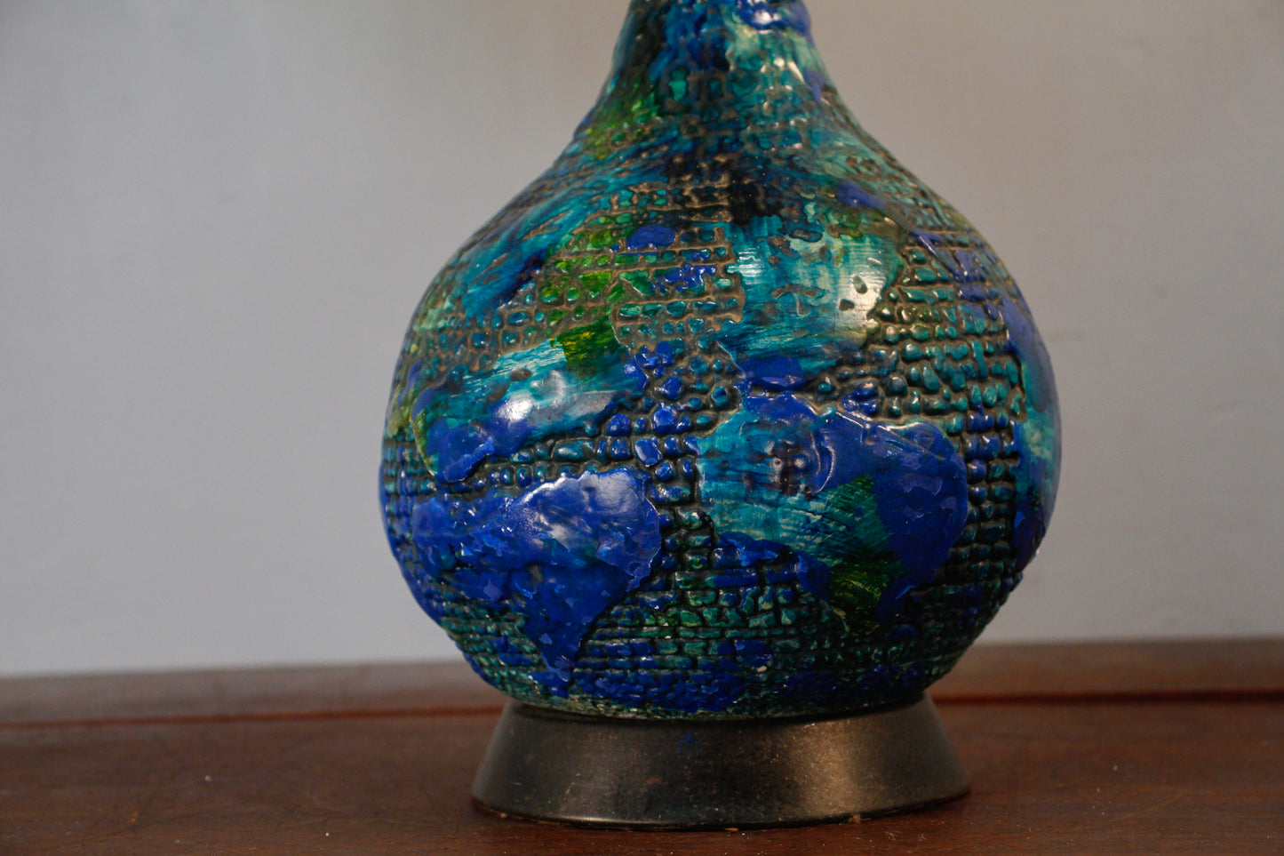 Blue & Green Chalkware Table Lamp