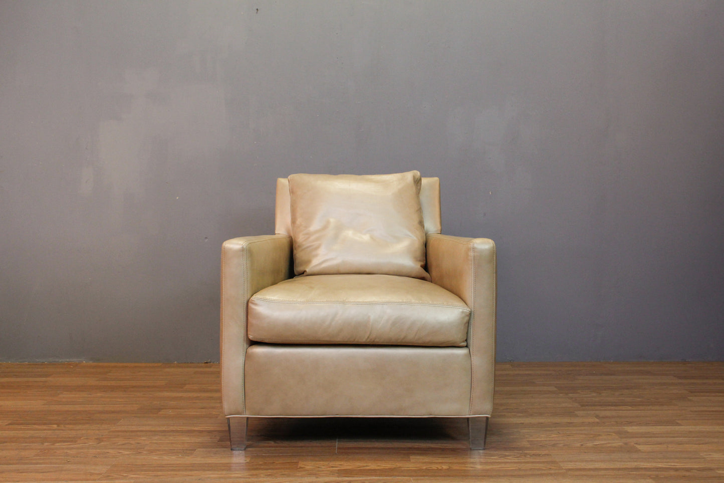 Modern Oyster Leather Armchair - ONLINE ONLY