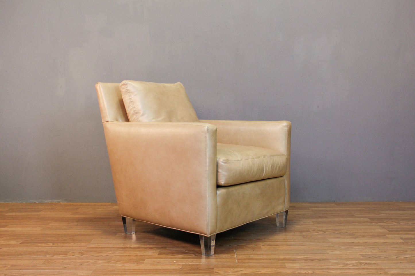 Modern Oyster Leather Armchair - ONLINE ONLY