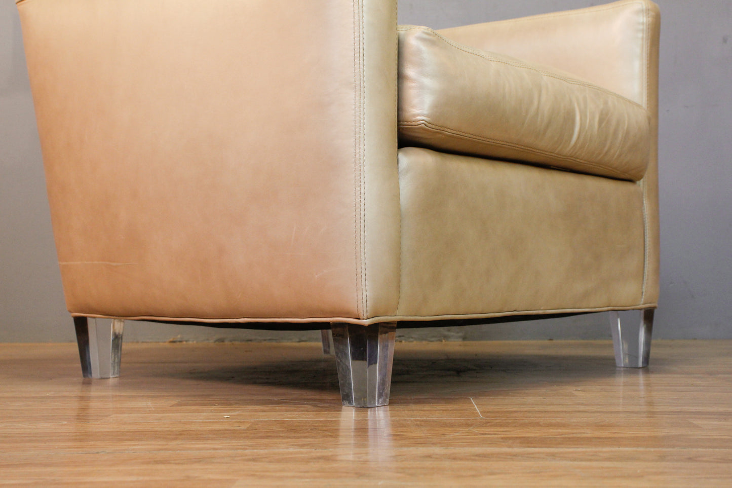 Modern Oyster Leather Armchair - ONLINE ONLY