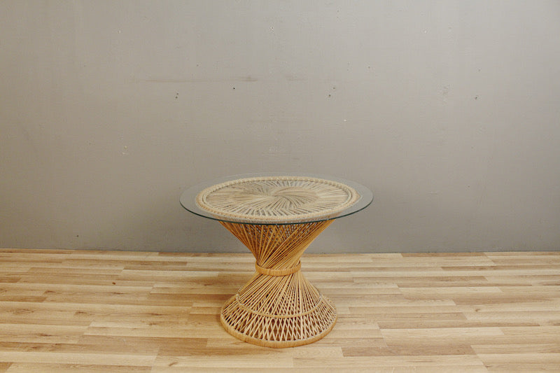 Spun Rattan & Glass End Table - ONLINE ONLY