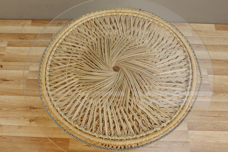 Spun Rattan & Glass End Table - ONLINE ONLY