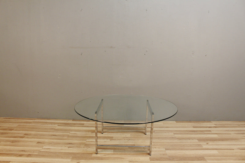 Chrome & Glass Round Geometric Coffee Table - ONLINE ONLY