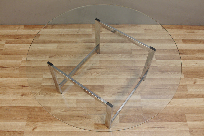Chrome & Glass Round Geometric Coffee Table - ONLINE ONLY