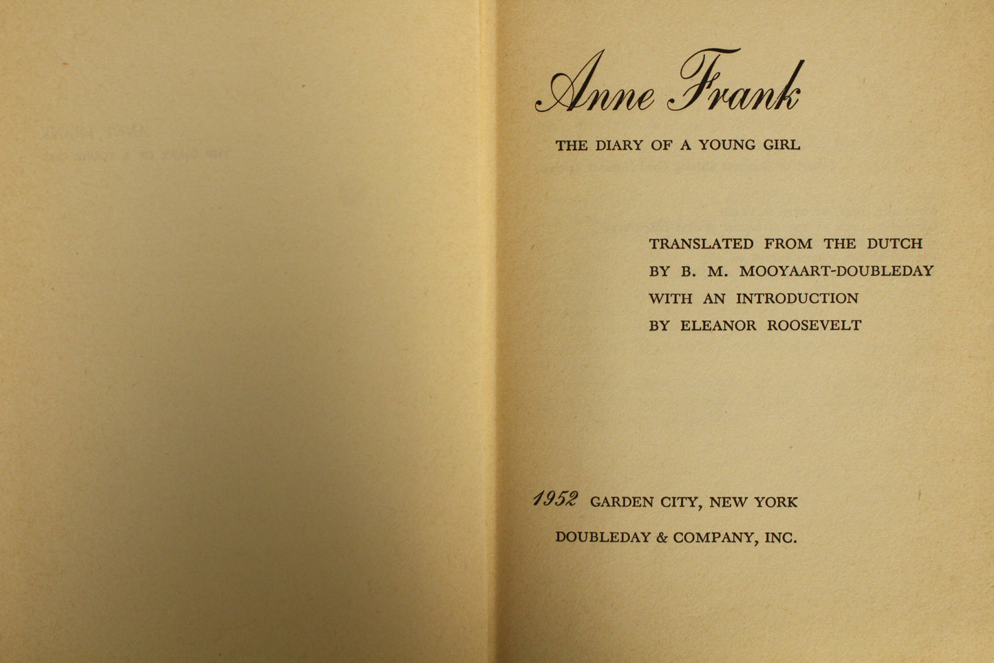 "Anne Frank: The Diary of a Young Girl" 1952 Book