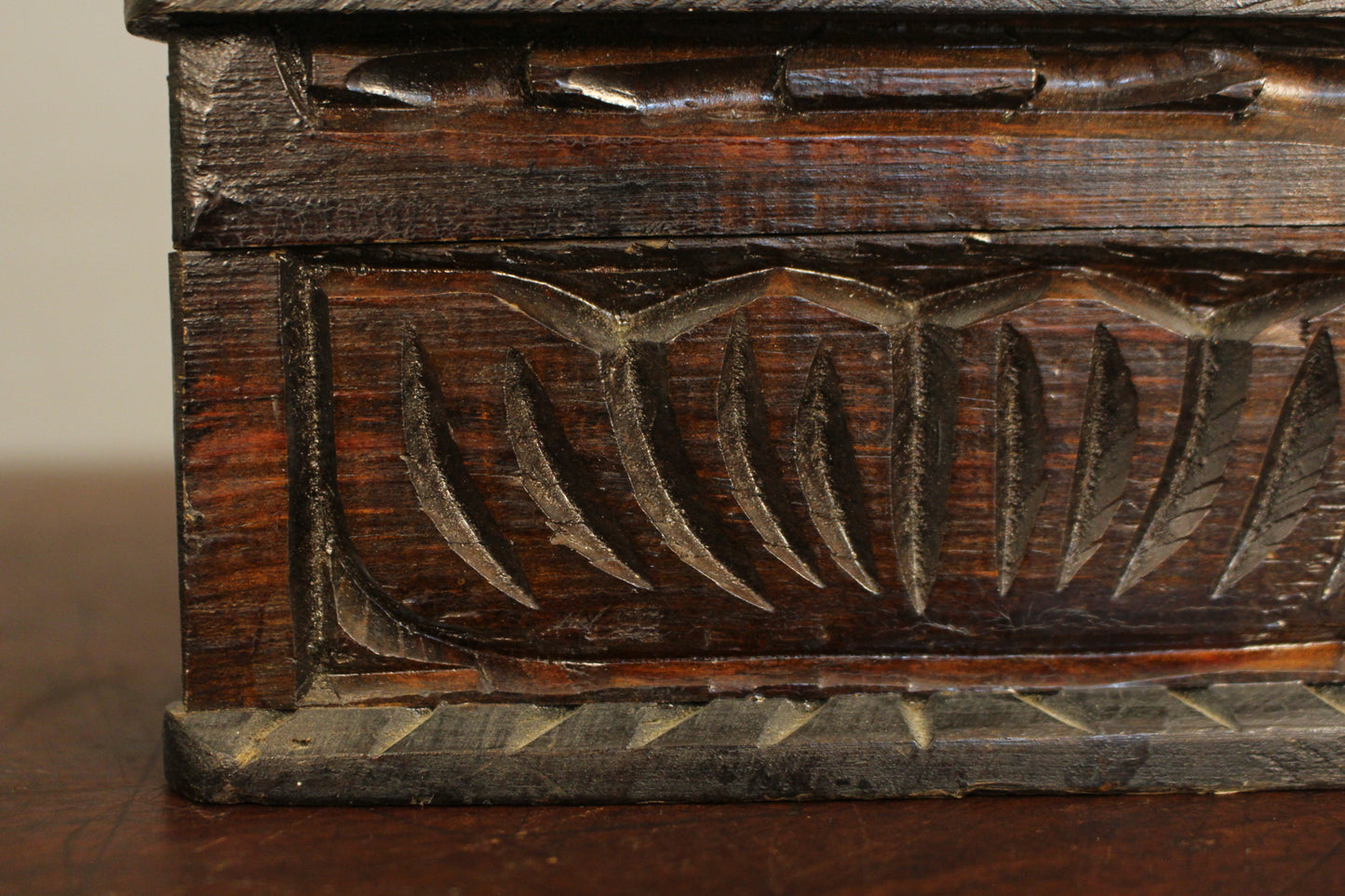 Carved Corner Wooden Box
