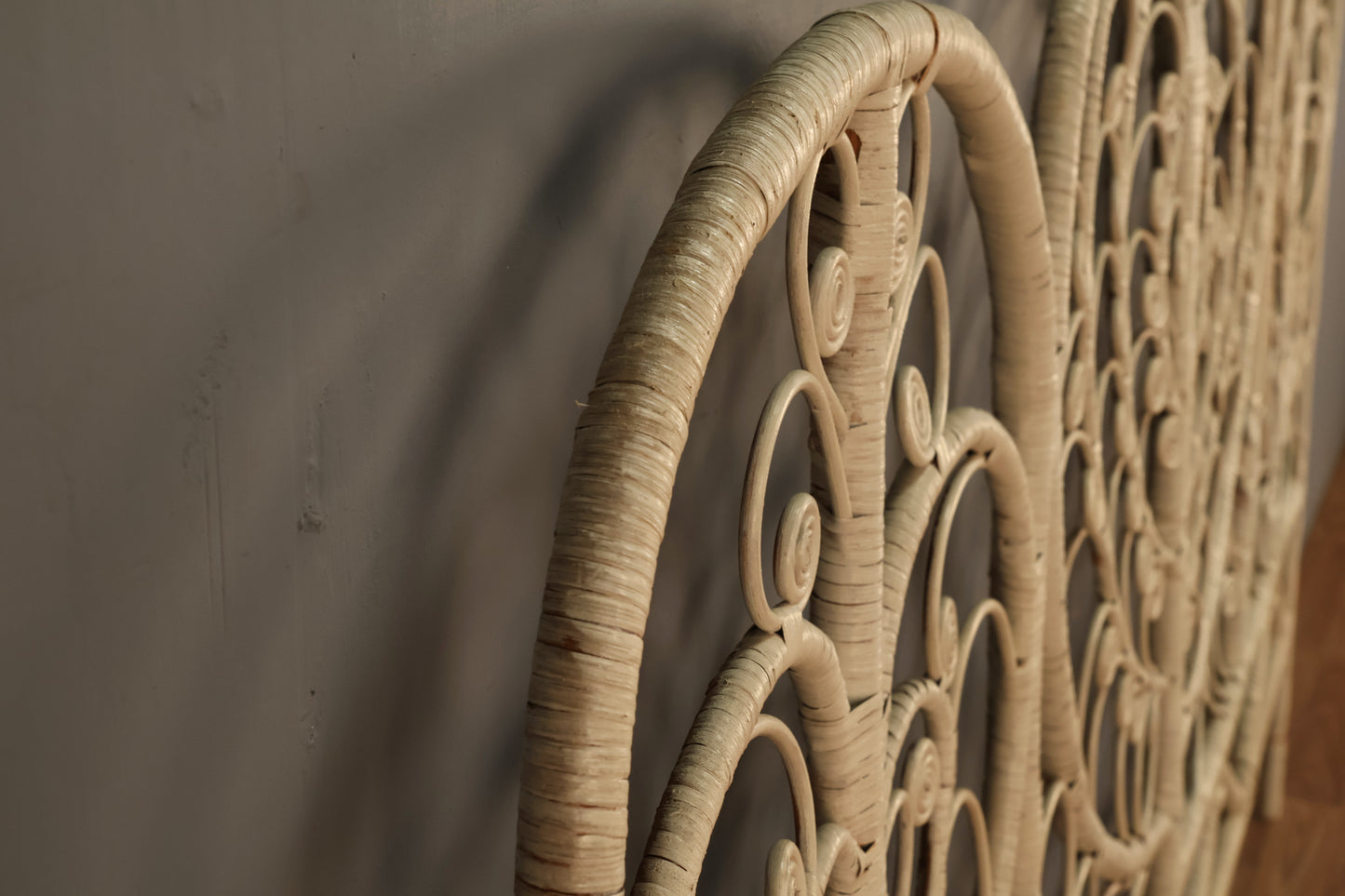 White Wicker King Headboard