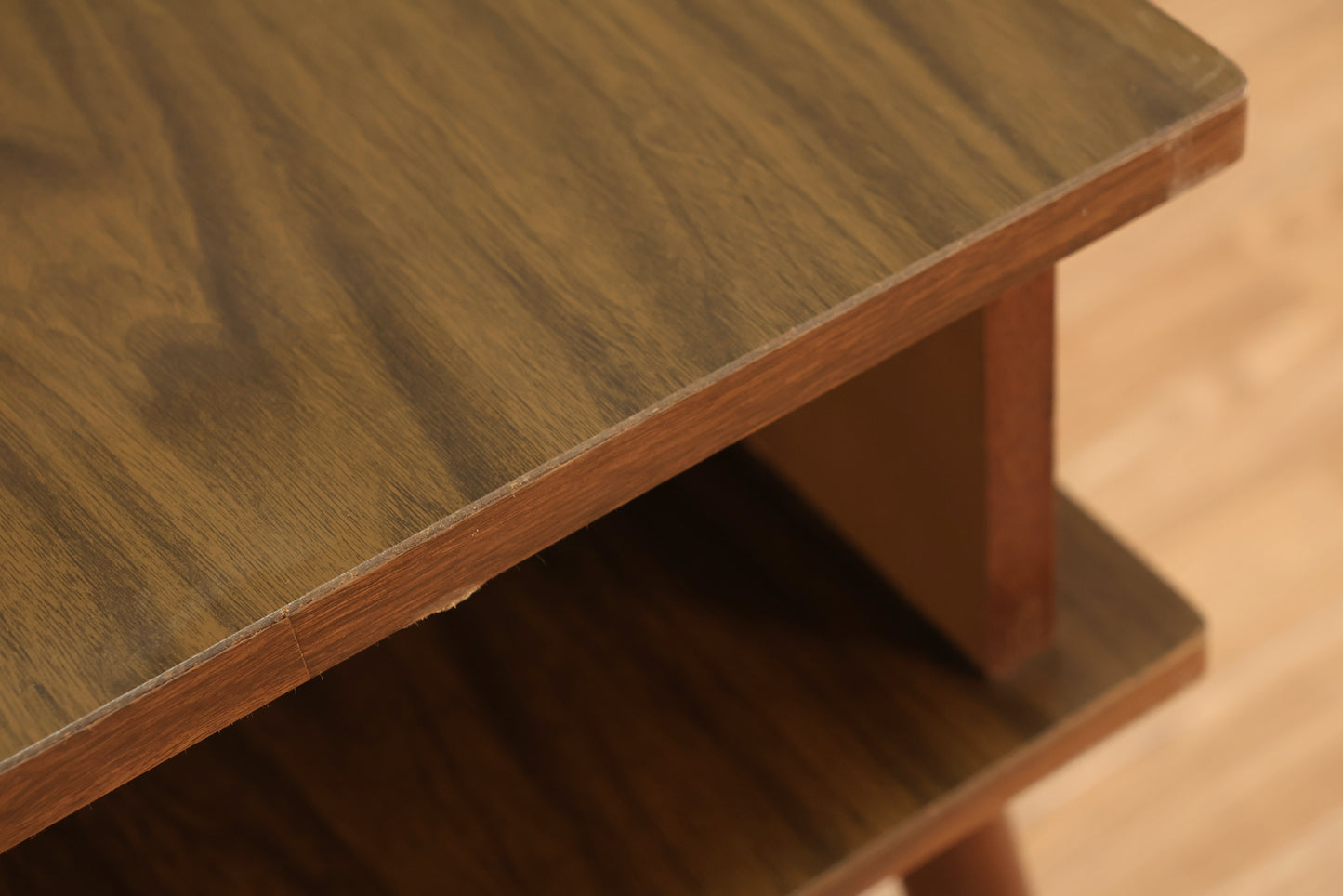 Mid Century Laminate Stepback Side Table - ONLINE ONLY