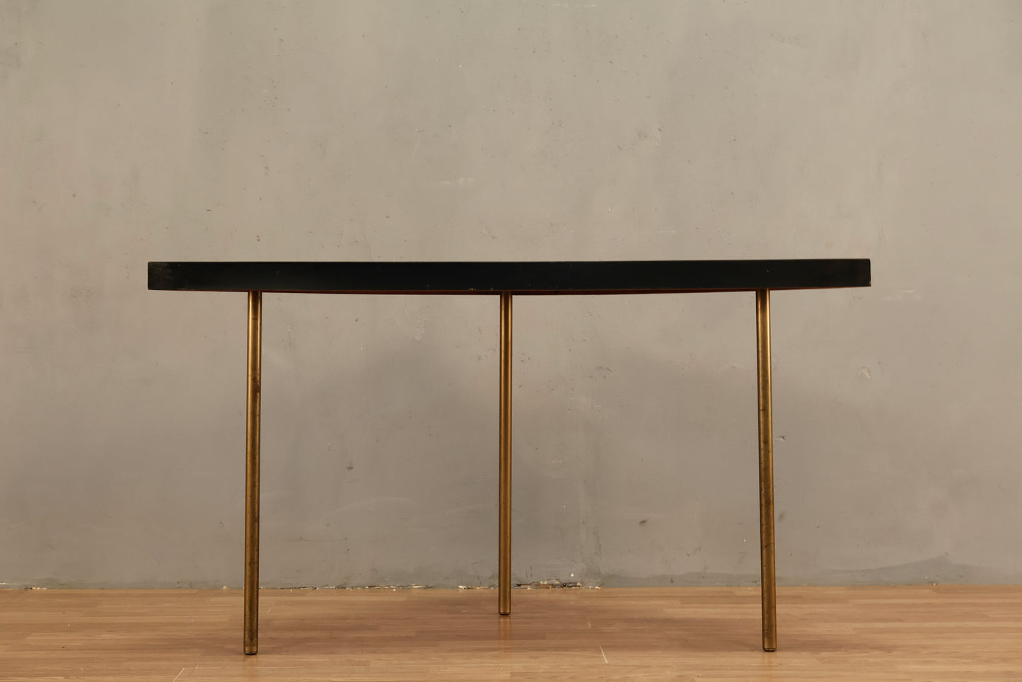 Black Laminate & Brass Corner Table