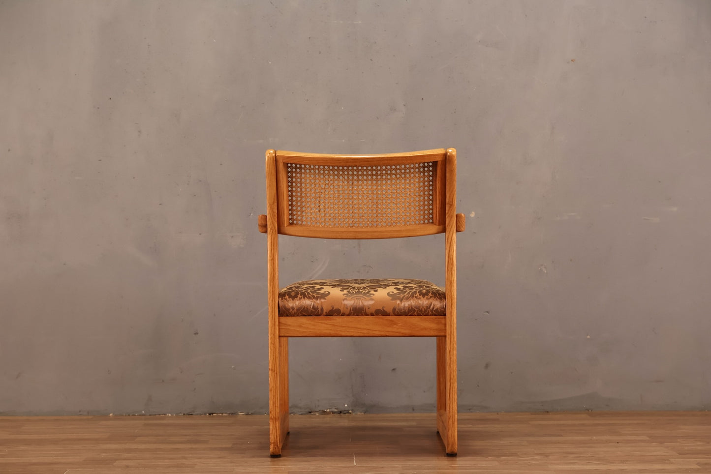Oak & Cane Damask Armchair - ONLINE ONLY