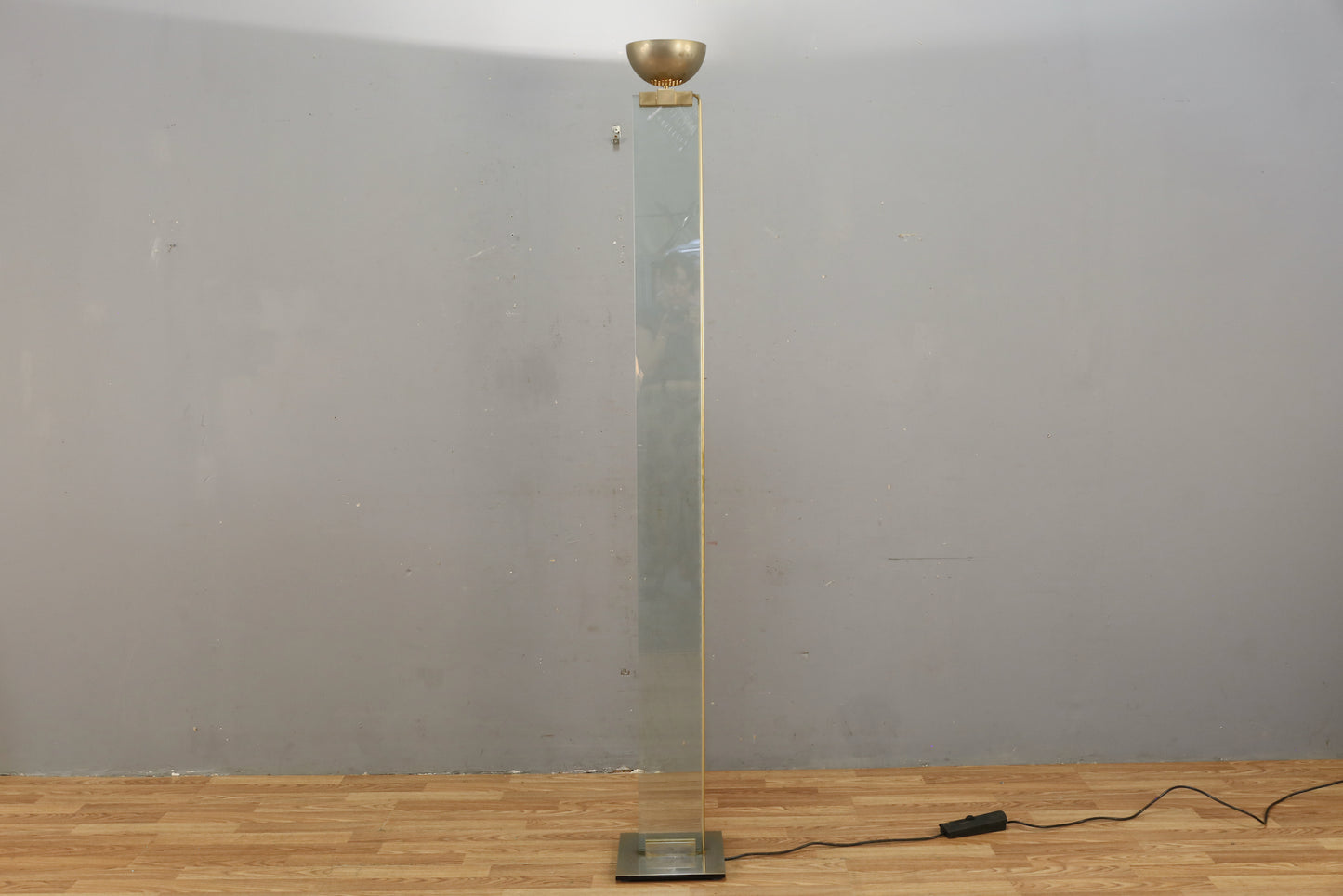 Italian Glass & Brass Torchiere Lamp - ONLINE ONLY