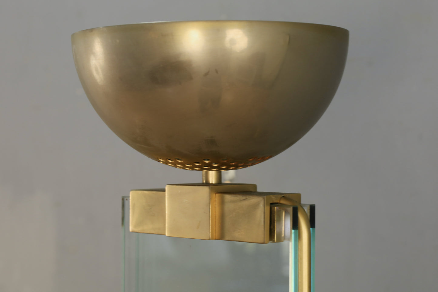 Italian Glass & Brass Torchiere Lamp - ONLINE ONLY