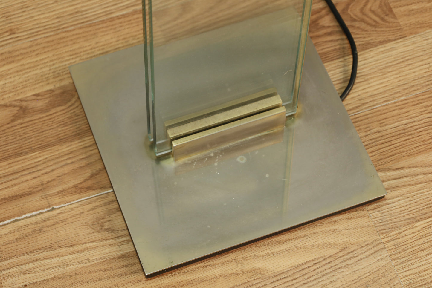 Italian Glass & Brass Torchiere Lamp - ONLINE ONLY