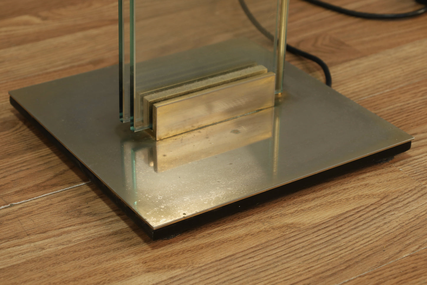 Italian Glass & Brass Torchiere Lamp - ONLINE ONLY