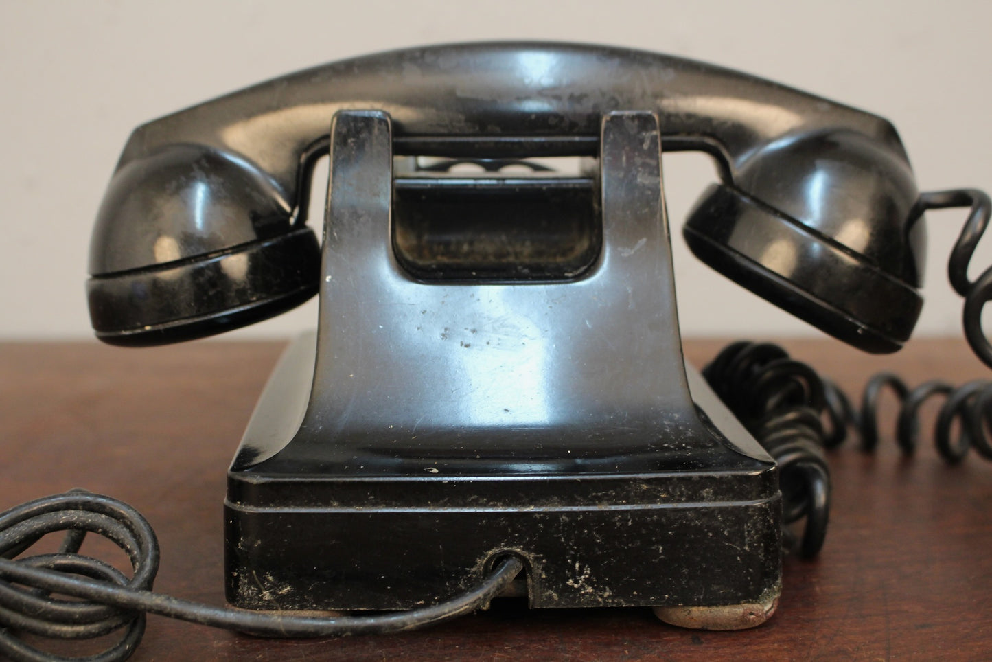 1940s Locked Black Rotary Telephone