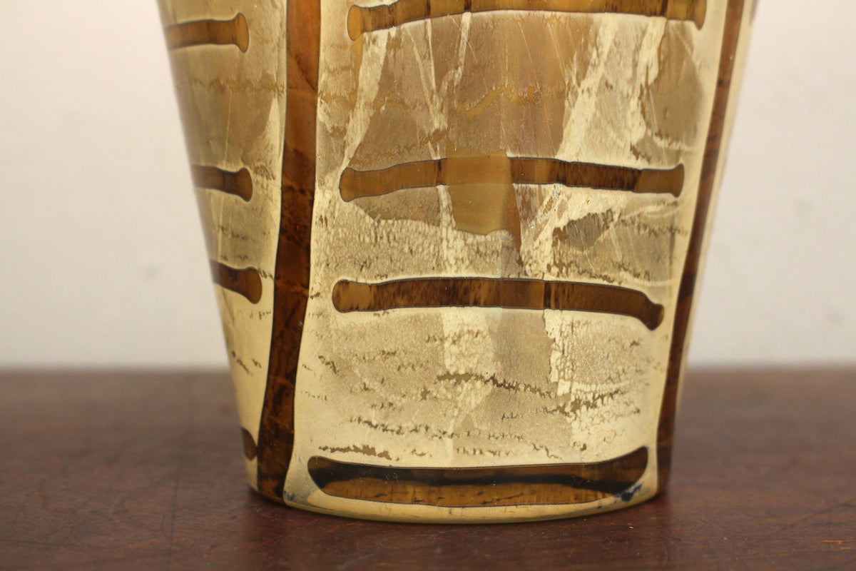 Wide Striped Glass Vase
