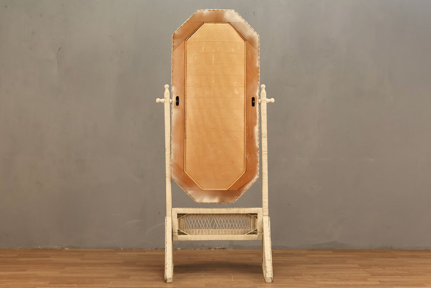 White Wicker Cheval Mirror