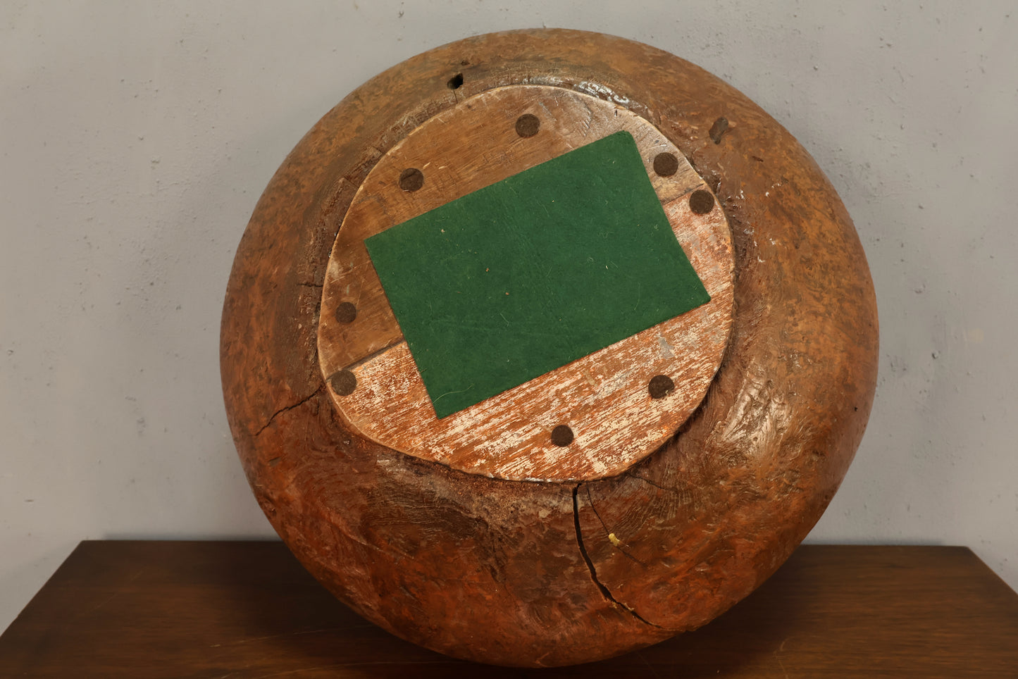 Large Antique Hand-Carved Wooden Bowl