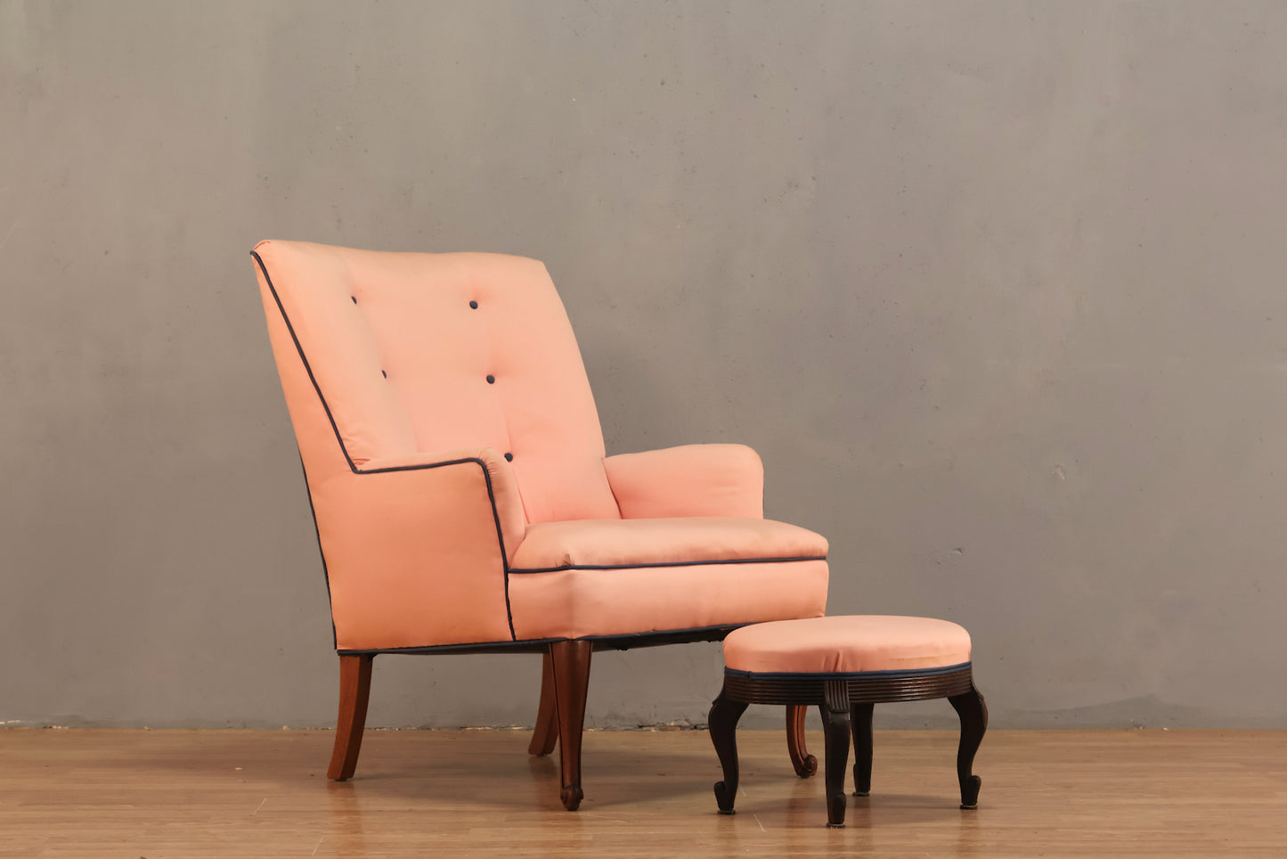 Hollywood Regency Pink Sateen Armchair - ONLINE ONLY