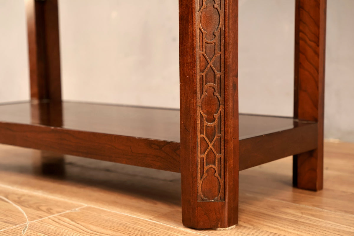 Elegant Dark Wood & Glass Etagere