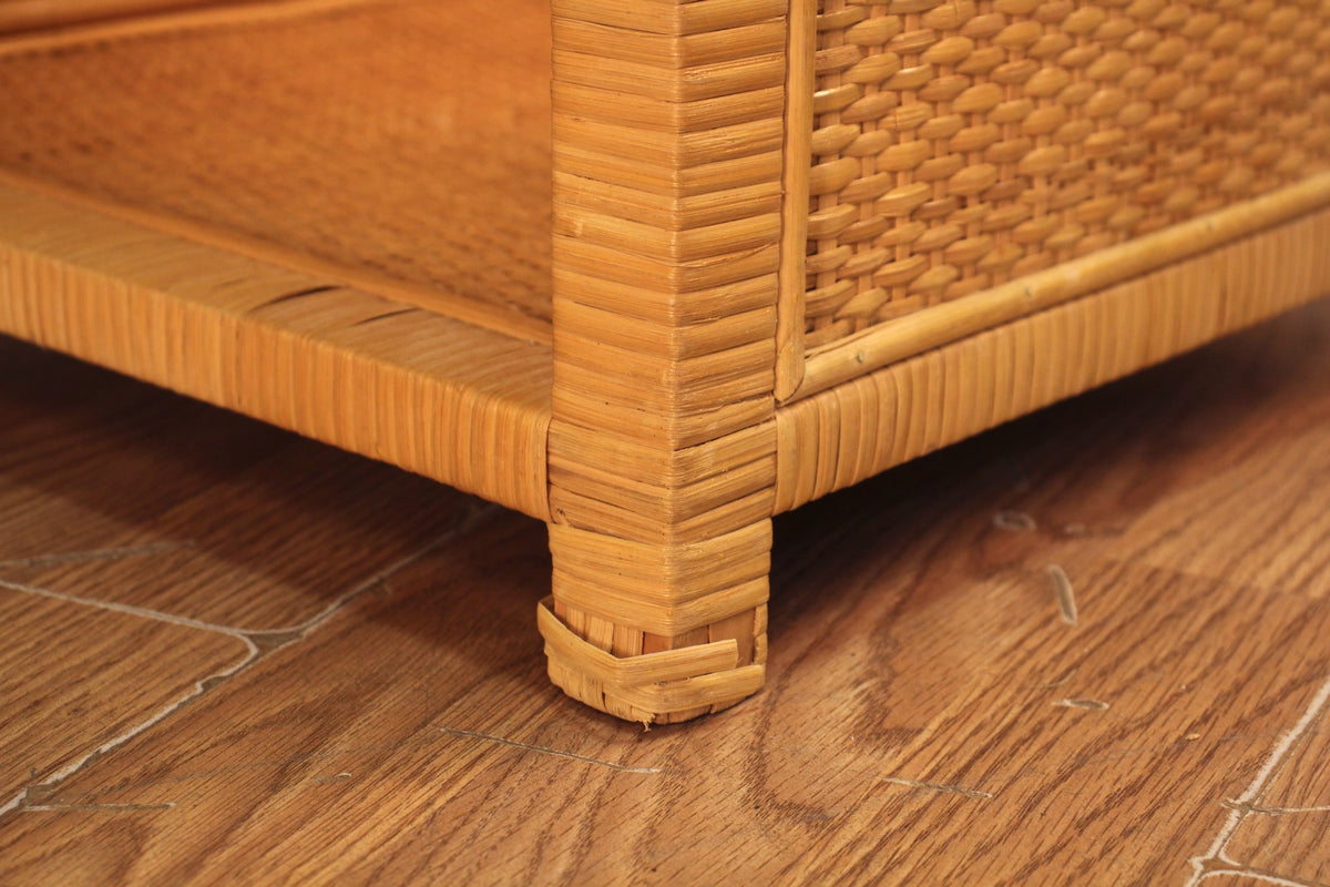 Blonde Rattan 1-Drawer Nightstand A