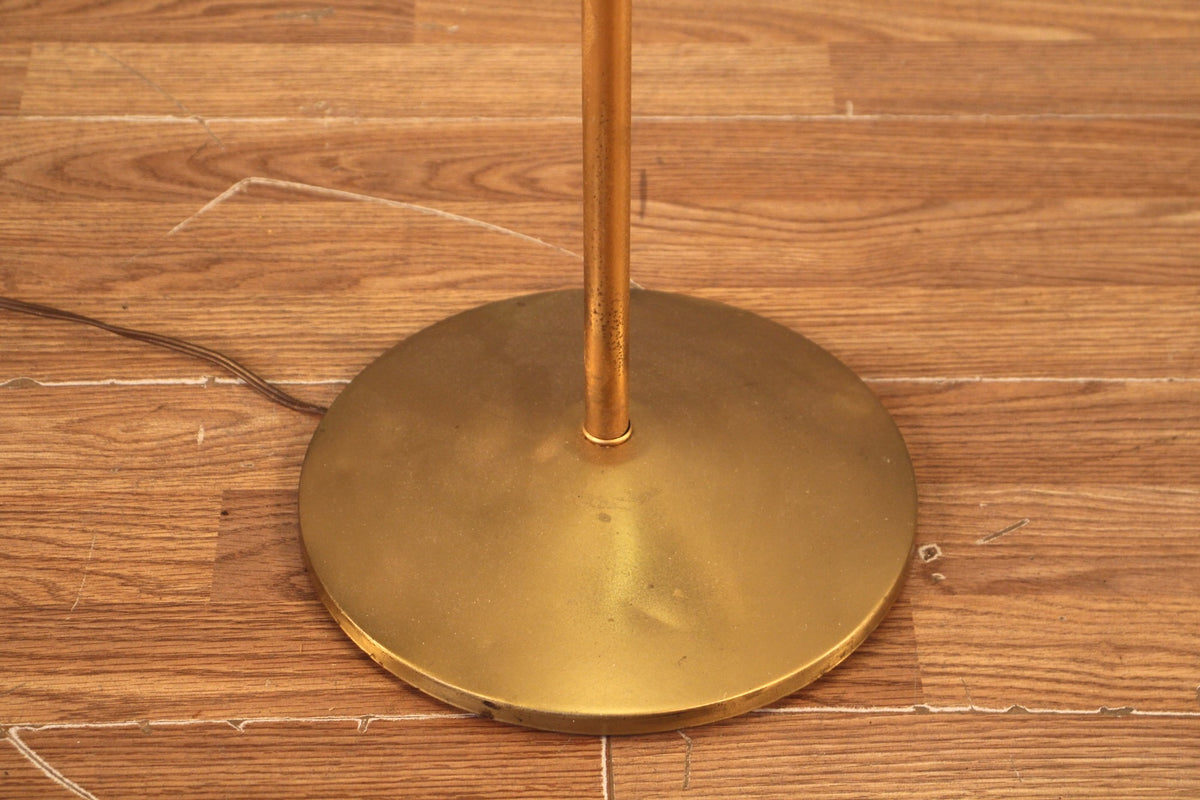 Mid Century Gold & Walnut Floor Lamp