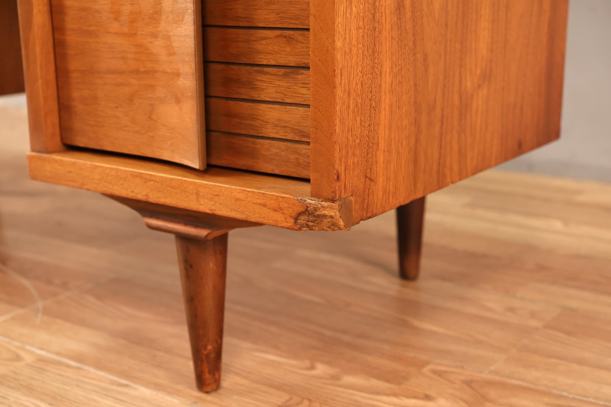 Walnut & Laminate 7-Drawer Desk