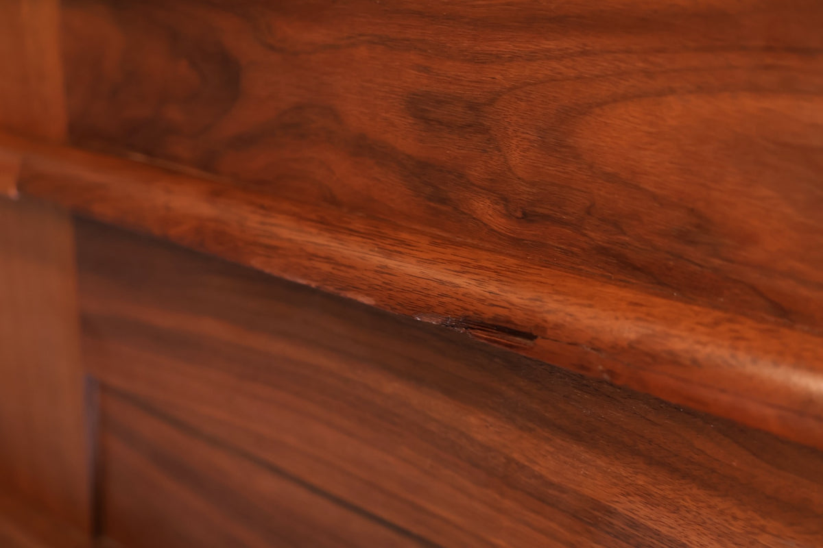 Low Concave Walnut 2-Drawer Credenza
