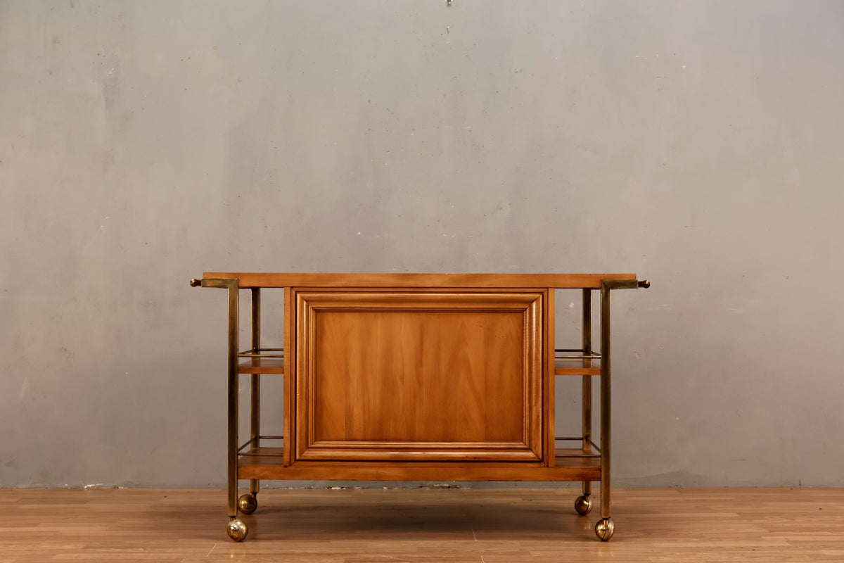 JL Metz Marble & Burl Bar Cart