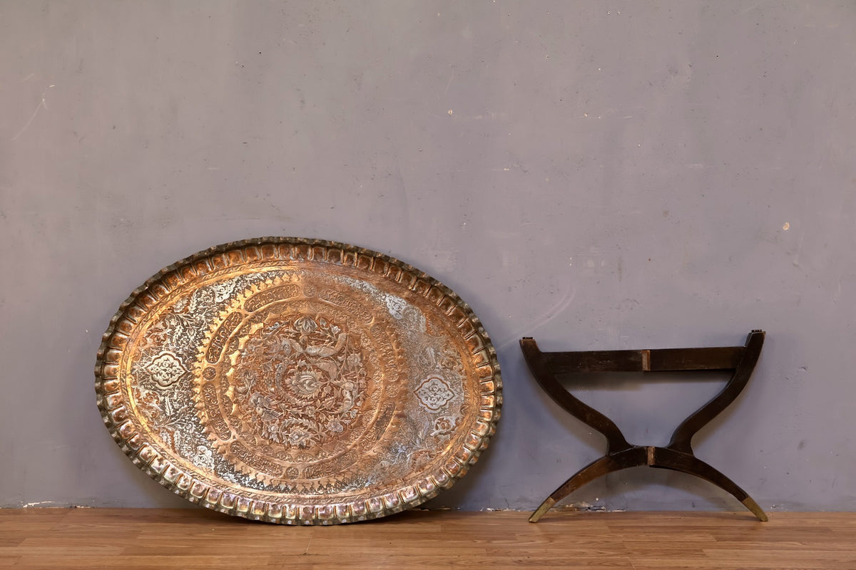 Compact Brass Tray-Top Coffee Table - ONLINE ONLY