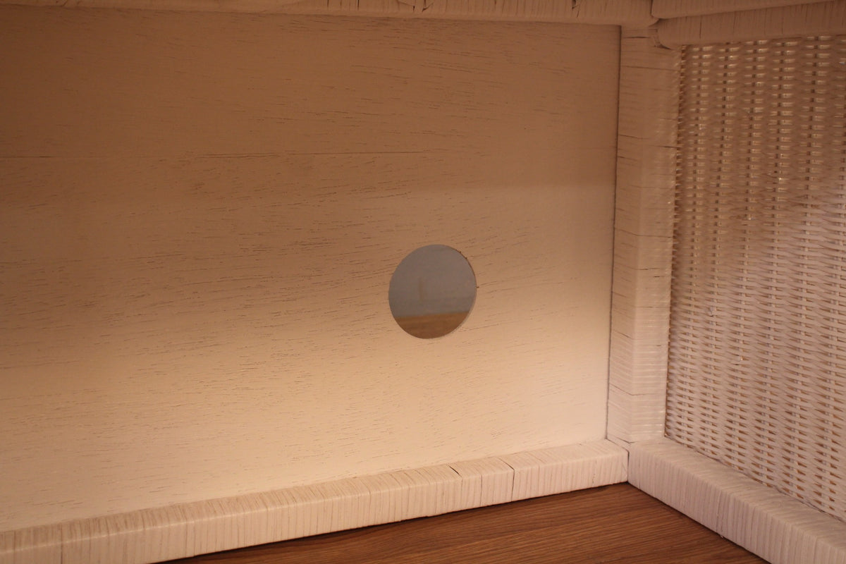 White Wicker Divided Console