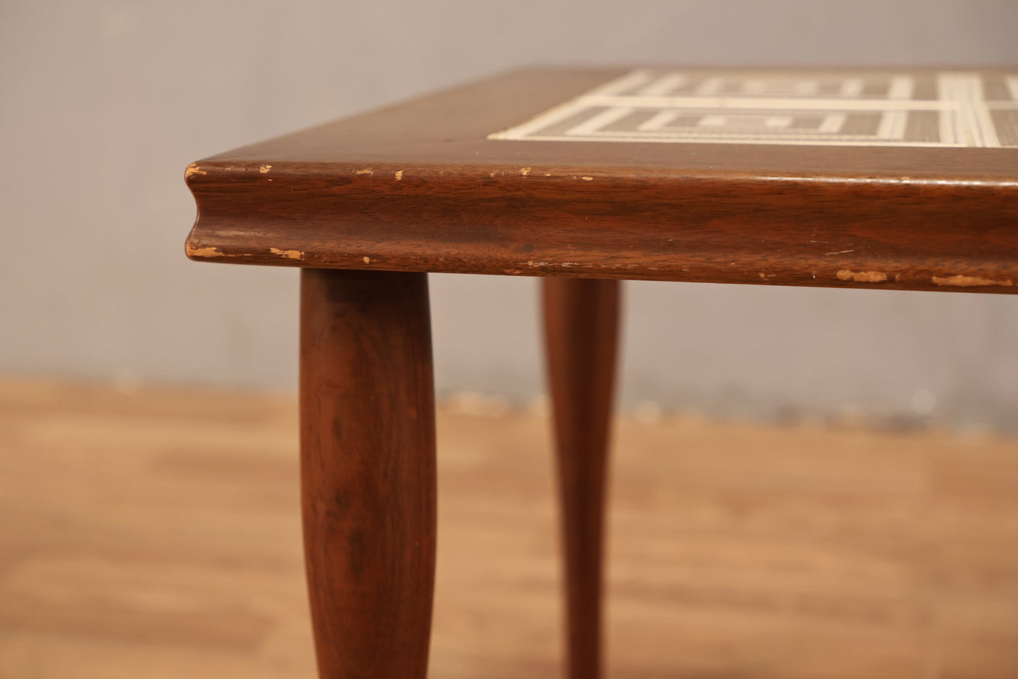 Mid Century Walnut & Tile Square End Table