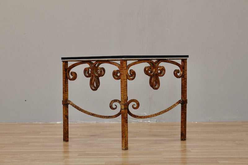 Square Glass & Metal Curlicue End Table - ONLINE ONLY