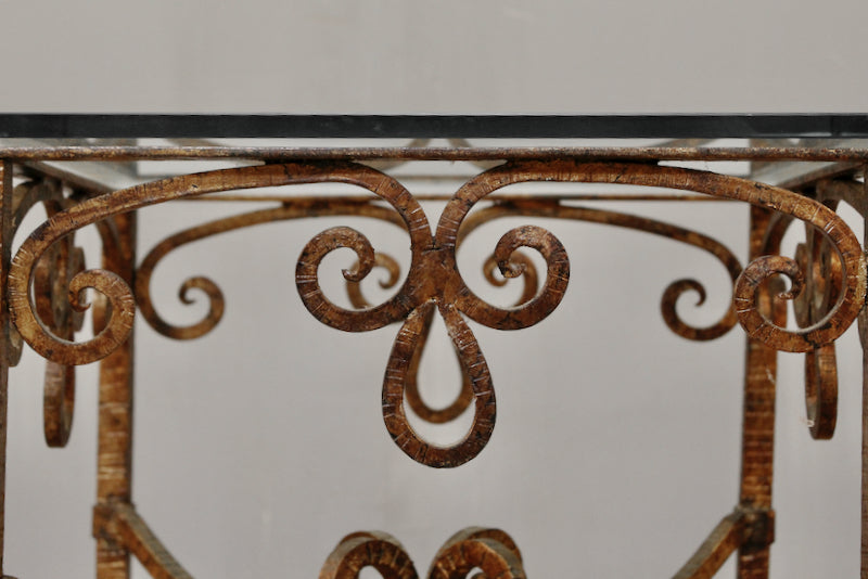 Square Glass & Metal Curlicue End Table - ONLINE ONLY