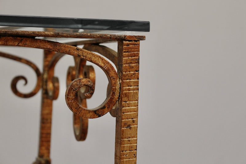 Square Glass & Metal Curlicue End Table - ONLINE ONLY