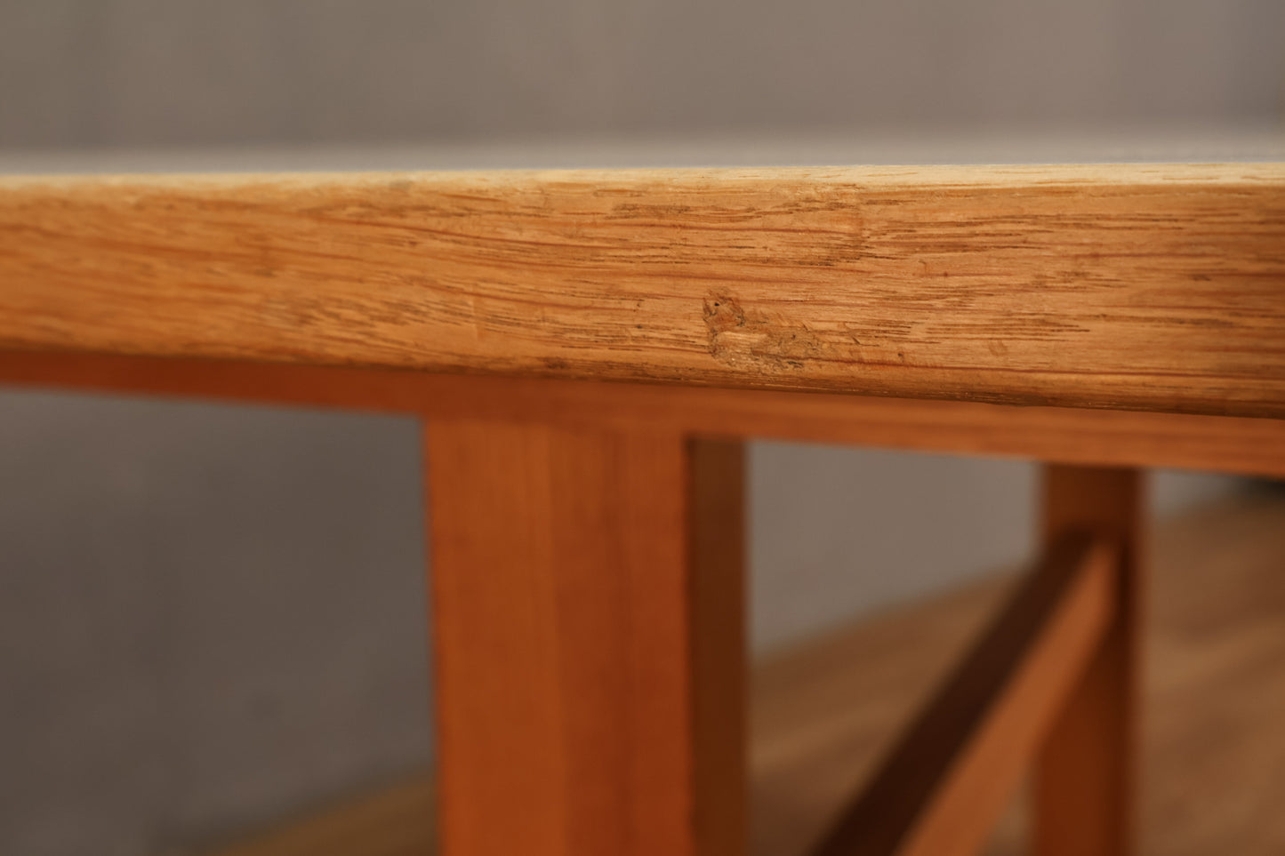 Oak & White Laminate Trestle Table - ONLINE ONLY