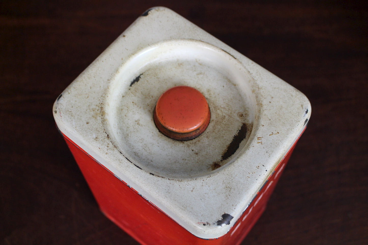 Set Of 4 Red Metal Kitchen Canisters