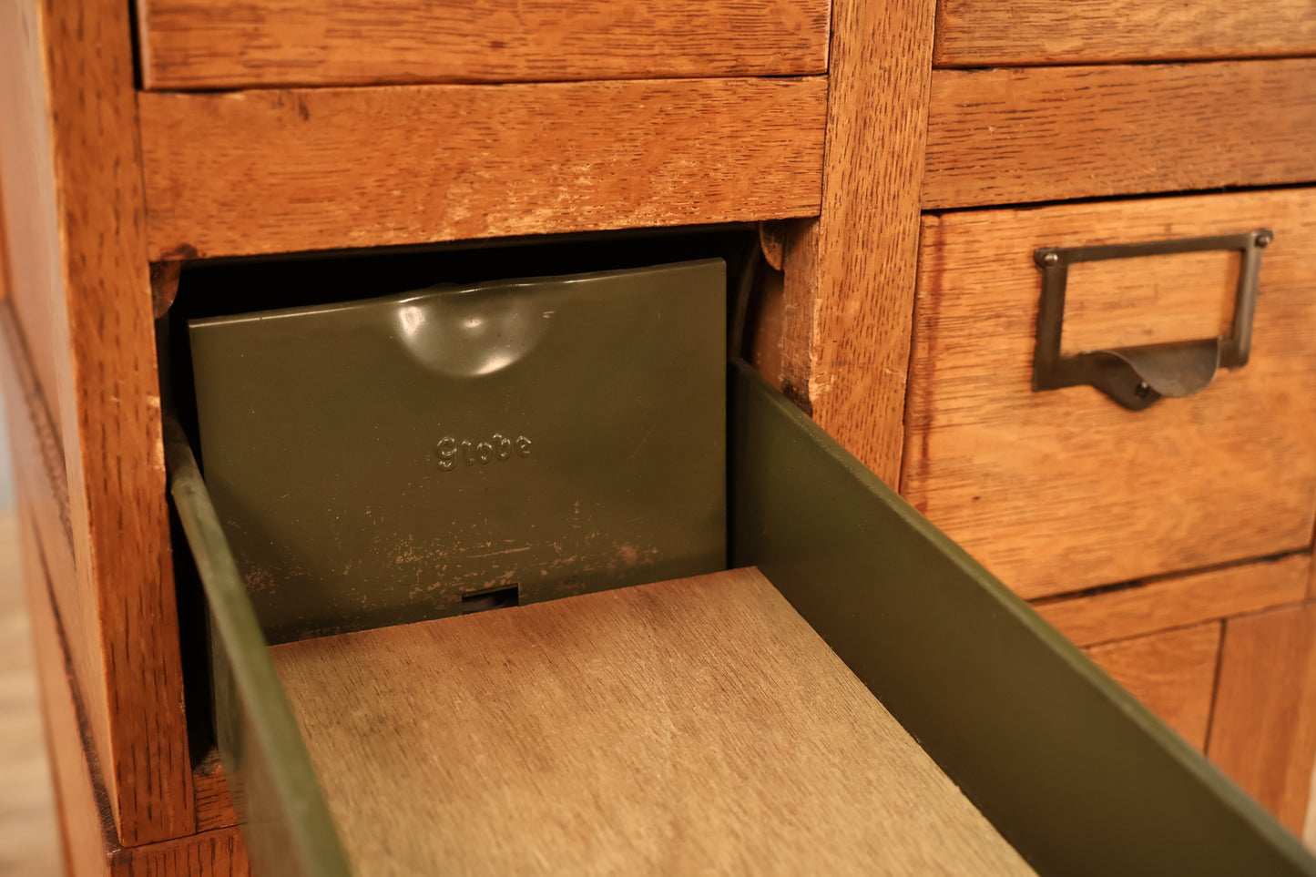 Antique Oak Card File Cabinet - ONLINE ONLY