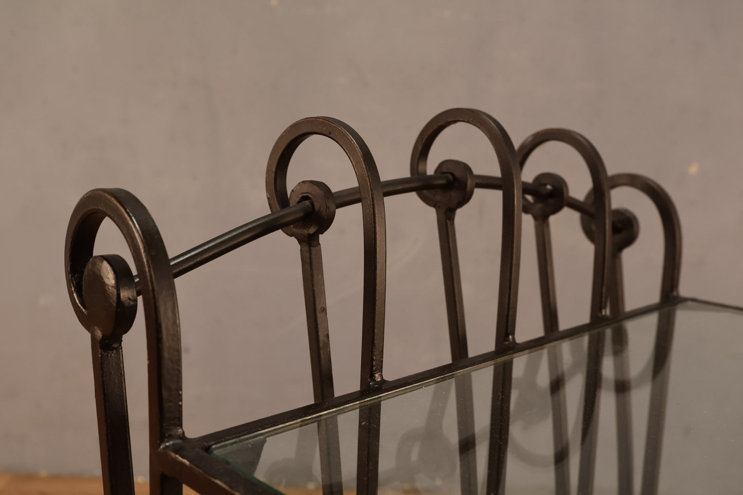 Iron Curlicue & Glass 2-Tier Side Table - ONLINE ONLY