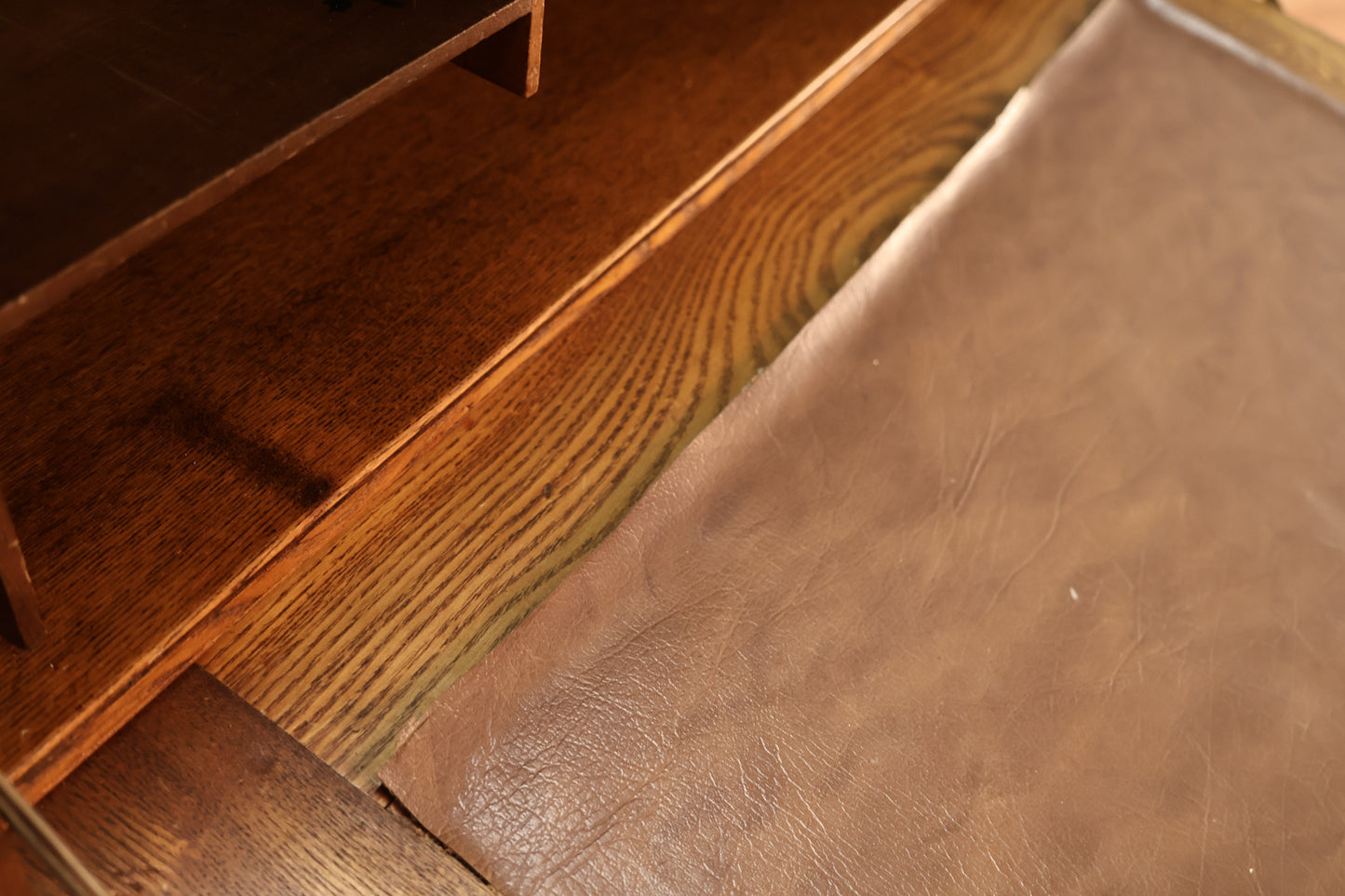 Carved Oak Drop-Front Bookshelf