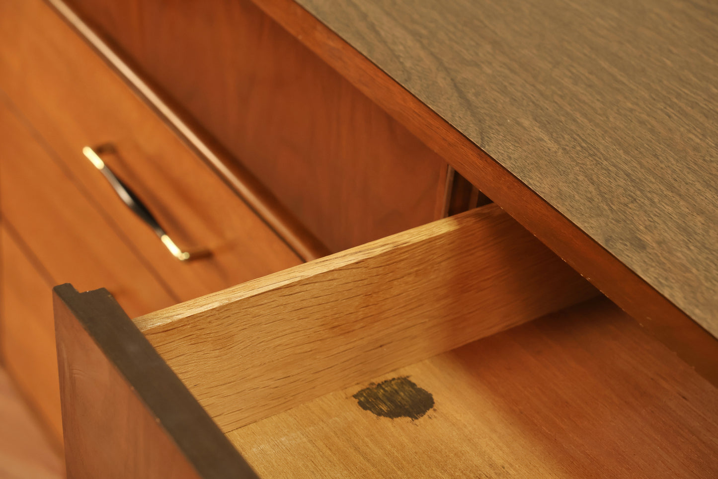 Mid Century Walnut & Laminate 6-Drawer Dresser