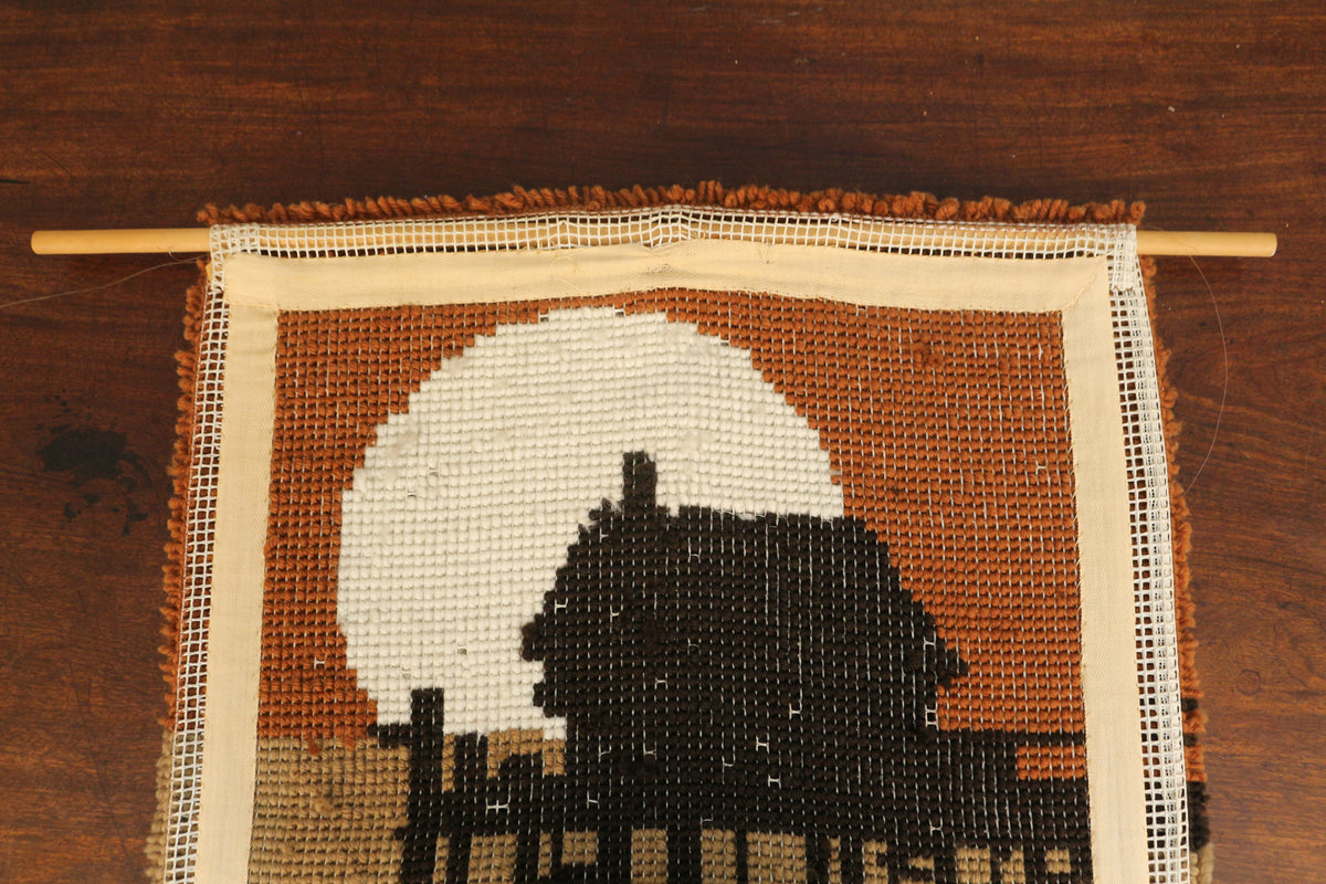 "Lake Cabin" Latch-Hook Wall Hanging