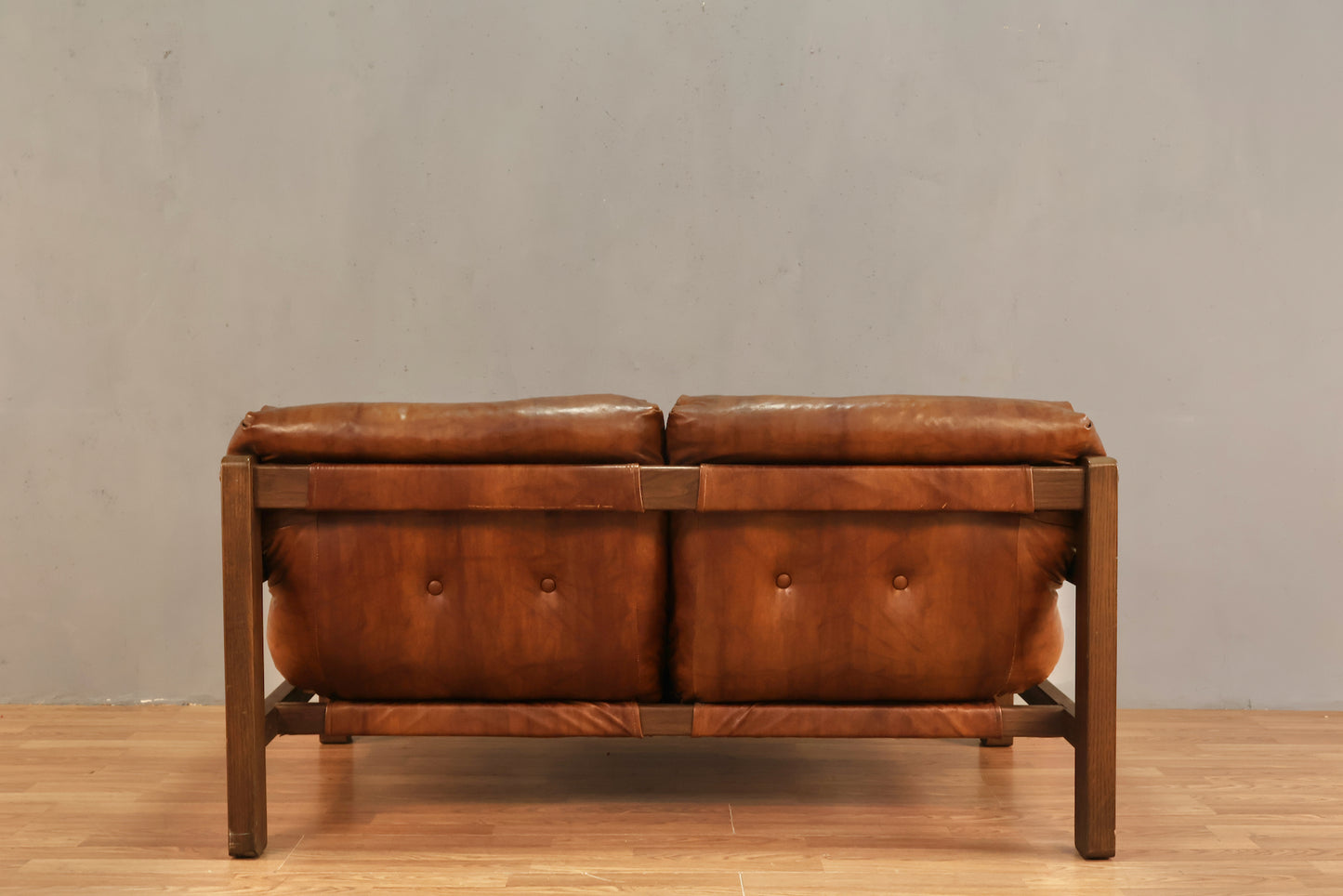 Mid Century Toffee Vinyl Loveseat