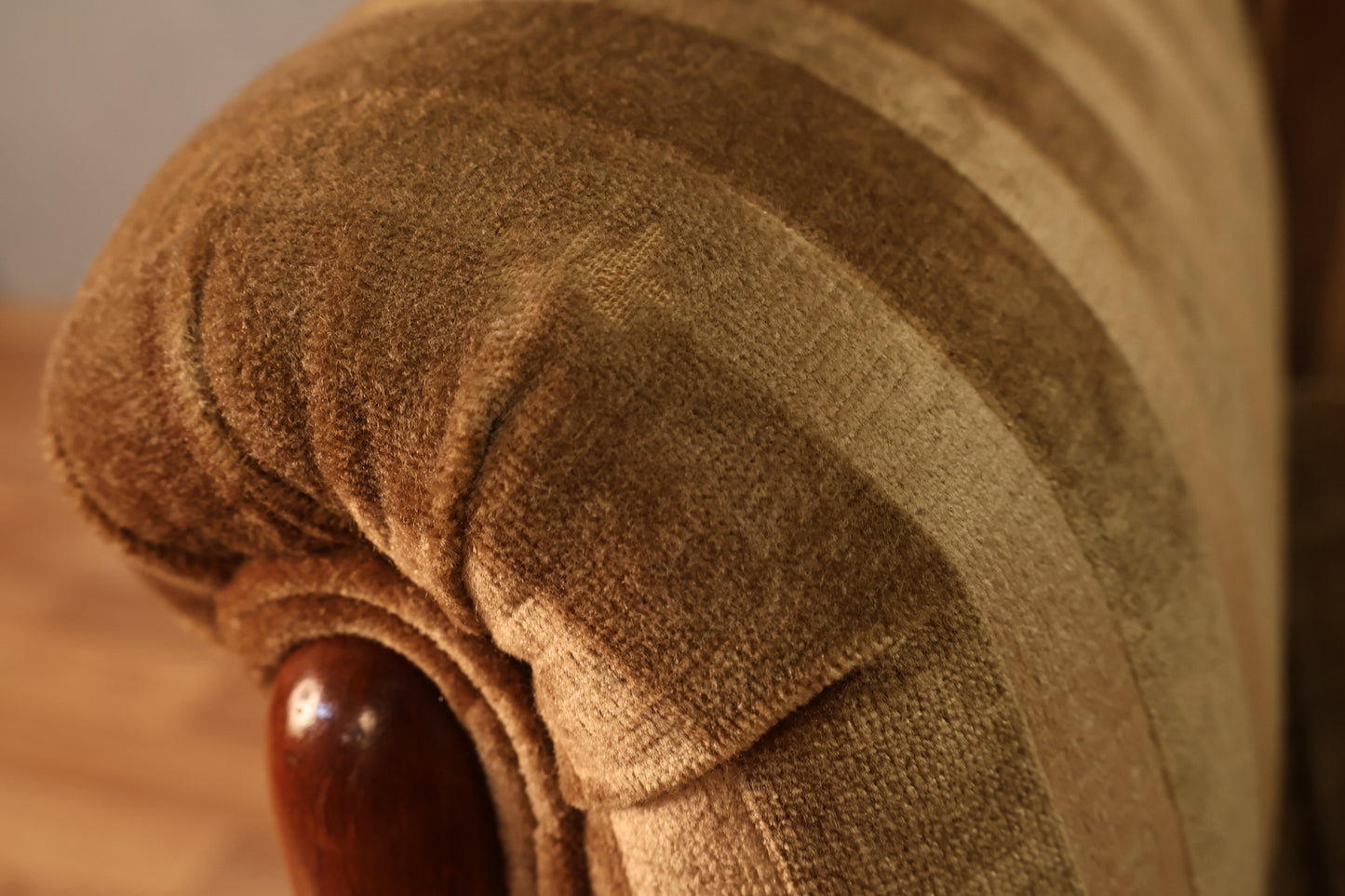 Brown Sugar Striped Velveteen Sofa - ONLINE ONLY